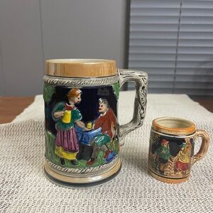 2 vintage beer stein, one large, one mini, great condition